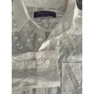 Ralph Lauren XL Purple Label Women's Paint Splattered Long Sleeve Silk Blend